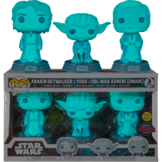 Star Wars: Across the Galaxy - Anakin Skywalker, Yoda and Obi-Wan Kenobi Endor Force Ghost Glow in the Dark Pop! Vinyl Figure 3-Pack