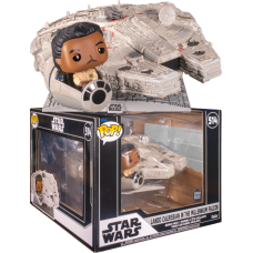 Star Wars - Lando Calrissian with Millenium Falcon Deluxe Pop! Rides Vinyl Figure (2022 Galactic Convention Exclusive)