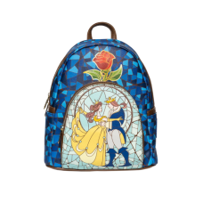 Beauty and the Beast (1991) - Stained Glass 10 Inch Faux Leather Mini Backpack