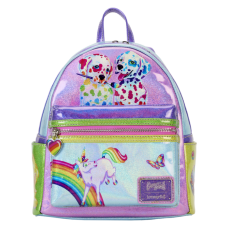 Lisa Frank - Holographic Glitter Color Block 10 Inch Faux Leather Mini Backpack