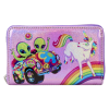 Lisa Frank - Holographic Glitter Color Block 4 Inch Faux Leather Zip-Around Wallet