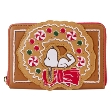 Peanuts - Snoopy Gingerbread Wreath Scented 4 Inch Faux Leather Zip-Around Wallet