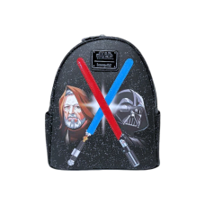 Star Wars - Darth Vader & Obi-Wan Lightsaber Light Up Glow in the Dark 10 Inch Faux Leather Mini Backpack