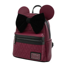 Disney - Minnie Mouse Maroon Quilted 11 Inch Faux Leather Mini Backpack