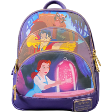 Beauty and the Beast (1991) - Scenes Triple Pocket 10 Inch Faux Leather Mini Backpack