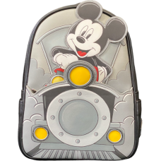 Disney - Mickey Train Light Up 10 Inch Faux Leather Mini Backpack