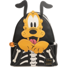 Disney - Pluto Skeleton Cosplay Glow in the Dark 10 Inch Faux Leather Mini Backpack