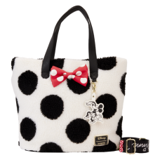 Disney - Minnie Rocks the Dots Sherpa 12 Inch Faux Leather Tote Bag