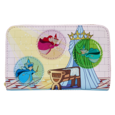 Sleeping Beauty (1959) - Three Good Fairies Stained Glass 4 Inch Faux Leather Zip-Around Wallet