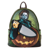 Halloween - Michael Myers Pumpkin Glow in the Dark 10 Inch Faux Leather Mini Backpack with Coin Purse