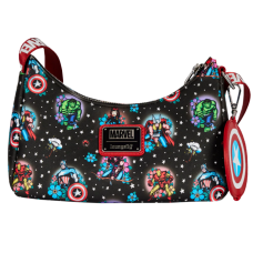 Marvel - Avengers Floral Tattoo 6 Inch Faux Leather Shoulder Bag with Coin Bag Strap