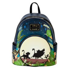 The Lion King (1994) - 30th Anniversary Hakuna Matata Silhouette Light Up Glow in the Dark 10 Inch Faux Leather Mini Backpack