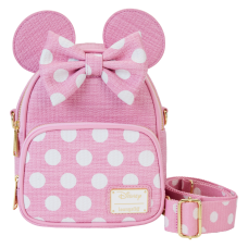 Disney - Minnie Woven Texture 8 Inch Faux Leather Convertible Mini Backpack